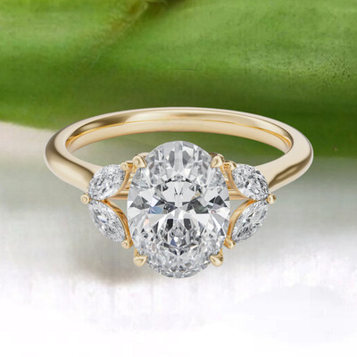 Jubiläum Damen Diamant Ring 18K Gelbgold 2,20 ctw oval IGI Lab Created