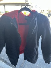 O  Neill Kids Fleece Hooded Jacket M Gray and Red Long Sleeve Full Zip Pockets