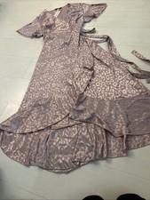 Simply Be Plus Ladies Pink Satin Leopard Print Wrap Dress 3XL New With Tags