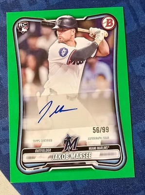 2026 Bowman Chrome #PRV-JMA Jakob Marsee Green Paper Auto /99