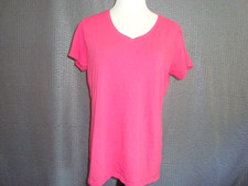 Gildan Tee Shirt Top V-Neck Short Sleeve Pink sz L