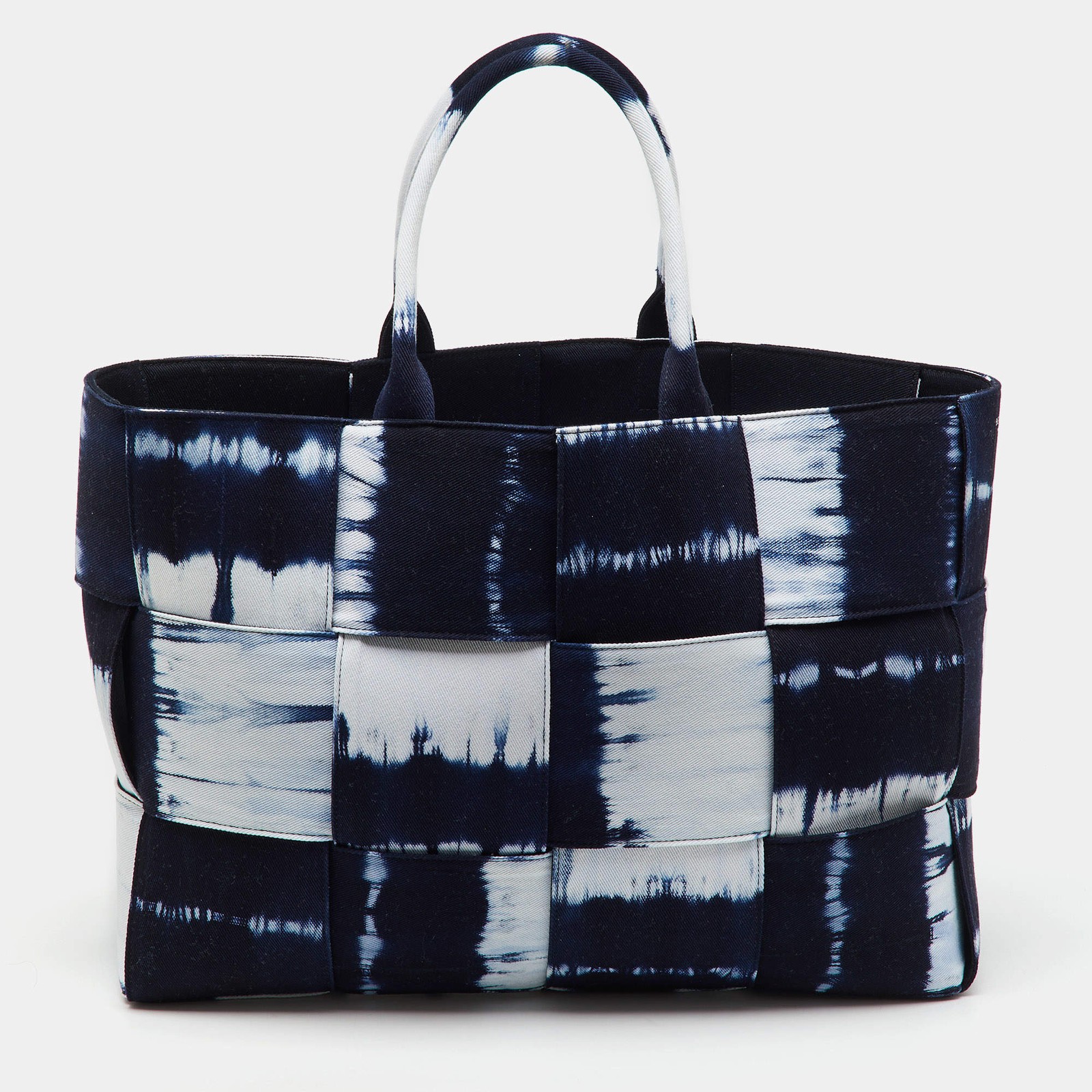 Bottega Veneta Navy BlueWhite Canvas Large Arco Tote
