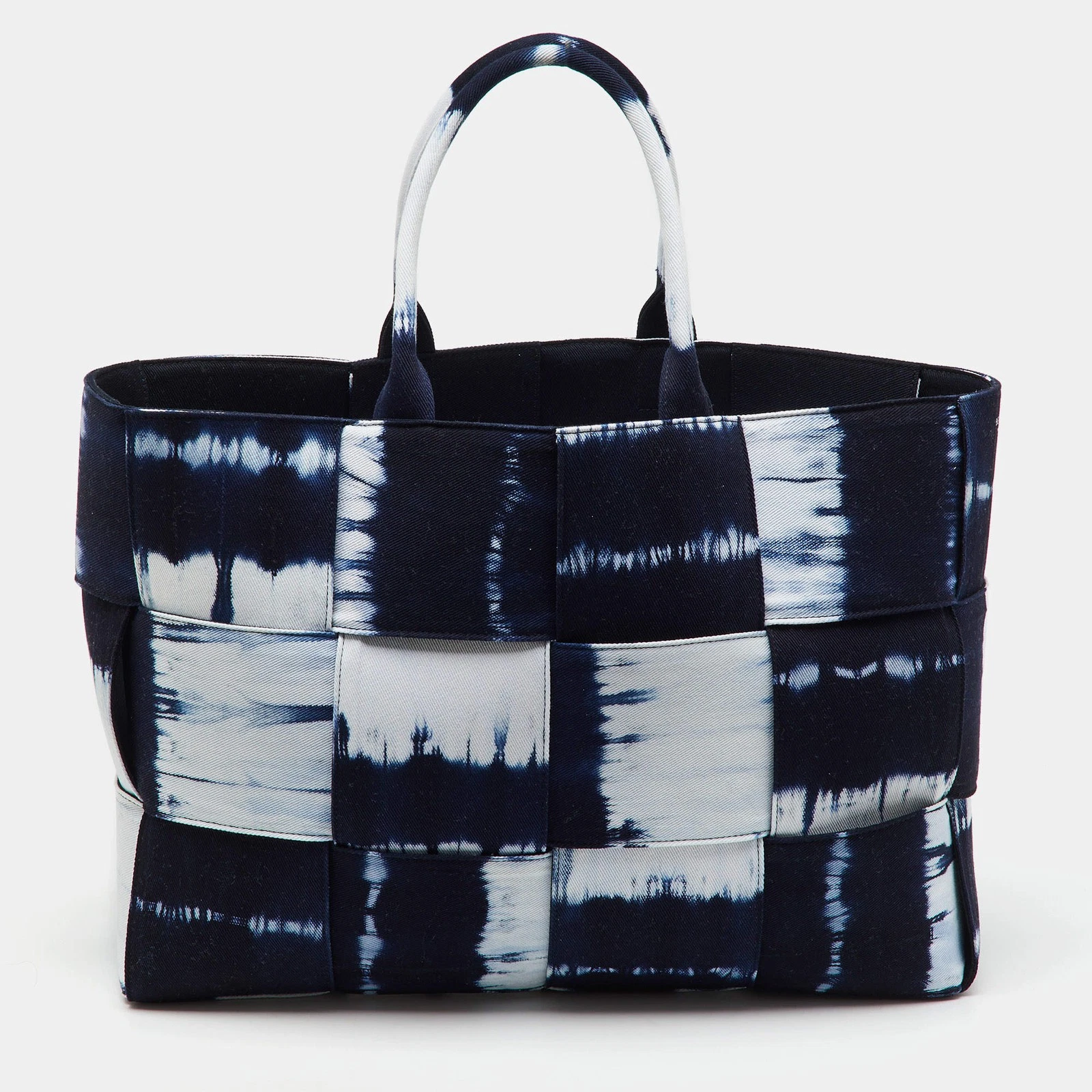 Bottega Veneta Navy BlueWhite Canvas Large Arco Tote