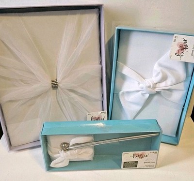 Wedding Lot White Memory Book Guest Book Register And Pen New In Boxes 