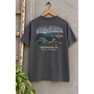 Harley Davidson Ridge Runner Chattanooga TN Bulldog Pocket T-Shirt Gray Large