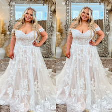 Plus Size Wedding Dresses Off Shoulder Tulle Lace Elegant Bridal Gowns