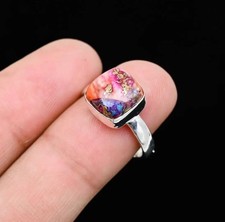 Pink Oyster Copper Turquoise 925 Sterling Silver Gemstone Ring All Size R 568