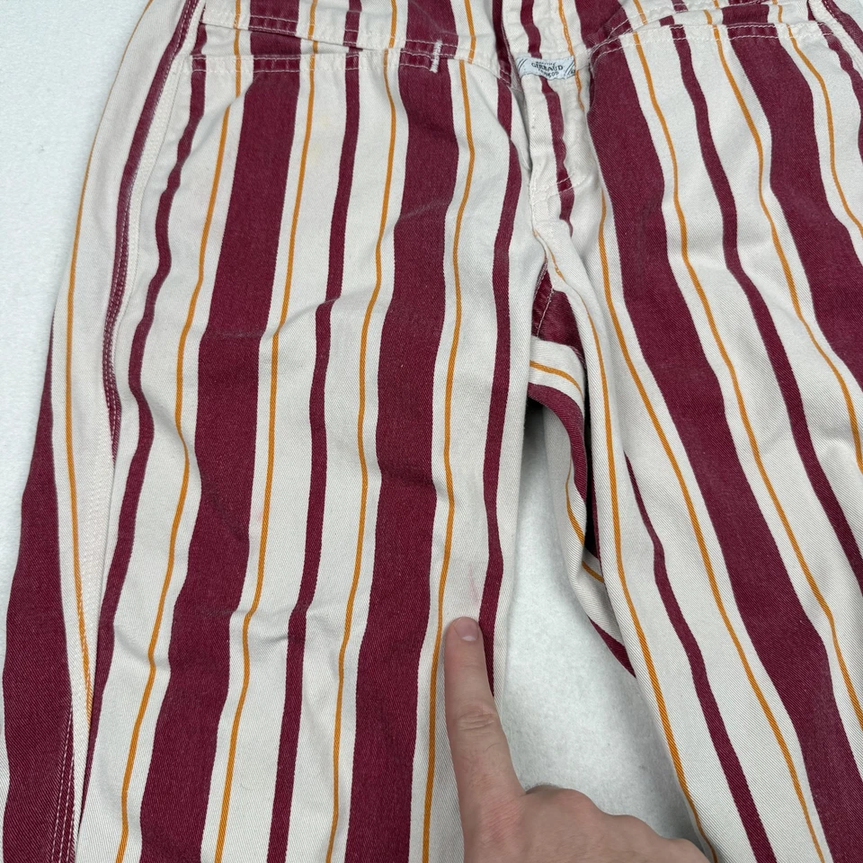 复古 Marithe Francois Girbaud 牛仔裤女式 5/6 勃艮第条纹高腰 90 年代 — 第 2/4 张图片