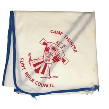 Flint River Council GA Camp Thunder (TORN) Neckerchief BLU Bdr (LB2762)