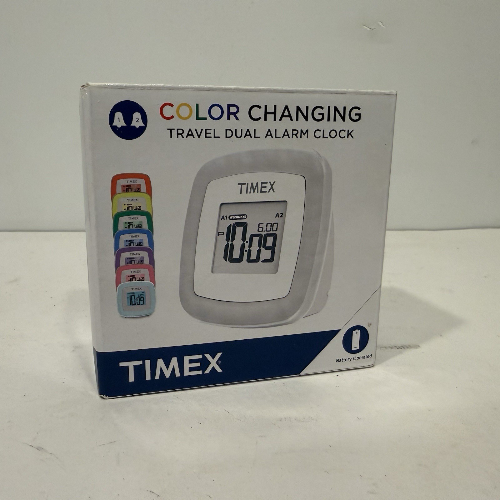 Timex Travel Dual Alarm Color Changing Travel Portable Compact Battery Powered