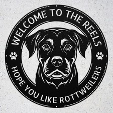 Personalized Rottweiler Dog Metal Sign Family Name Welcome Home Yard Decor Gift