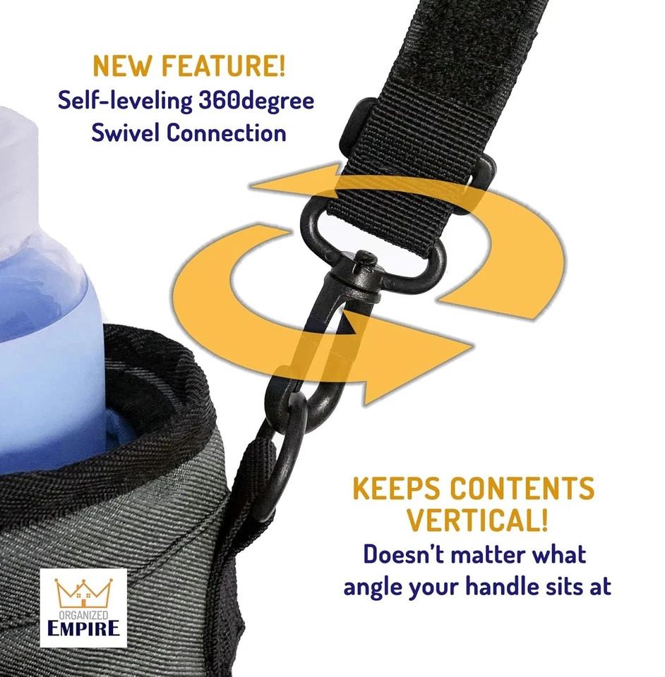 Cesta organizadora para cochecito de bebé con portavasos, diseño rígido premium Foto 2 de 4