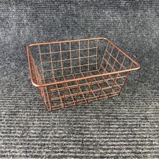 Vintage Brown Metal Slotted Storage Bin Kitch...