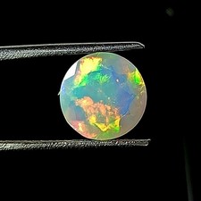 1.60 Carat Natural Color Play White Opal 9X9 mm Round Cut Faceted Loose Gemstone