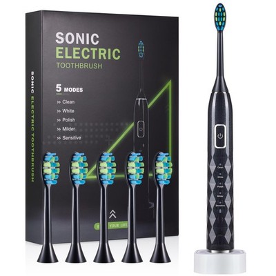 Sonic Electric Toothbrush for Adults - Deep Cleaning Teeth Whitening6 Replace...