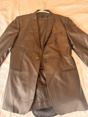 Celio Club Men s Brown Shiny Pinstripe Suit 2 Piece Jacket & Pants Size 38R