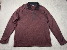 Eddie Bauer Sweater Mens XL Red Heather 1/4 Zip Fleece Pullover Mock Neck