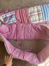 Vintage 2001 Pottery Barn Kids Cotton Crib Bedding Pink Striped Patchwork