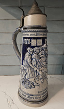 Vintage Zell German Blue Cobalt 2 1/2 Liter Large Beer Stein - 16 inches
