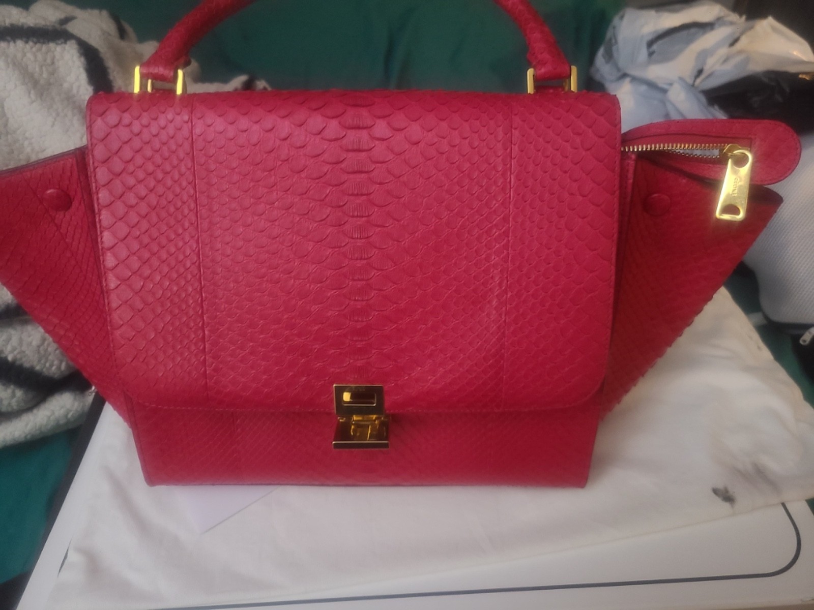 CELINE TRAPEZE PYTHON LEATHER HADBAG AUTHENTIC / … - image 14