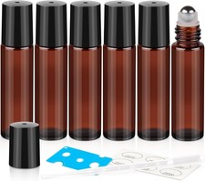 10ml Roller Bottles for Essential Oils, 6 Pack Glass Roll on Bottles, Refillable