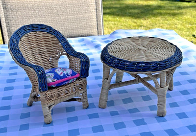 Muffy Vanderbear Mommy & Me Teatime Muffy Wicker Rattan Table & One Chair