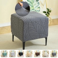 Jacquard Ottoman Cover Stretch Footstool Slipcover Square Sofa Protector