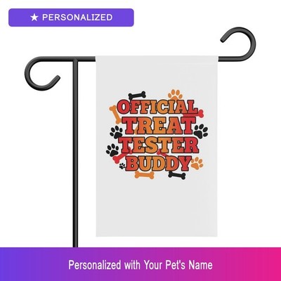 Custom Dog Treat Loving Garden Flag Personalized Pet Name Yard Easter Gift