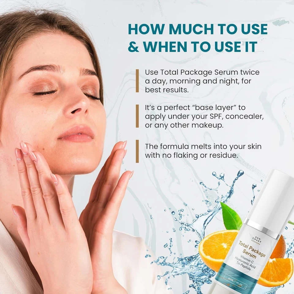 Sun Coast Sciences Общая Упаковка Сыворотка с Витамином С Гиалуроновой Кислотой Три-Пептидом - Изображение 4 из 4