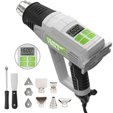 Huepar Tools Heat Gun 10 Accessories Hot Air Gun with LCD Digital Display, 12...