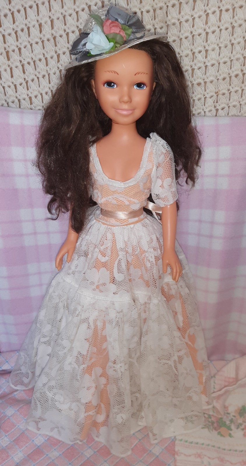 BAMBOLA FURGA ALTA 56 CM ALTA MODA FASHION DAMA VINTAGE DOLL ANNI 70 VISO BARBIE