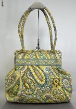 Vera Bradley Alice Lemon Parfait Handbag Claw Clasp Closure Yellow Green Boho