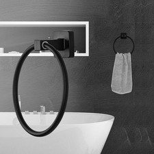 Towel Ring Wall Mounted Zinc-Alloy Towel Holder Waterproof 5.5" Ring Matte Black