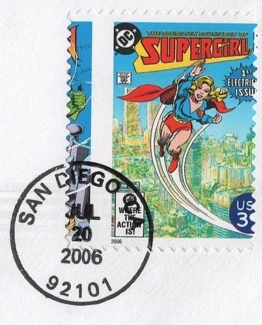 US 4084 FDC EFO Error Supergirl Superhero Large Perf Shift ZAYIX 051122SM125 - Image 2 of 3