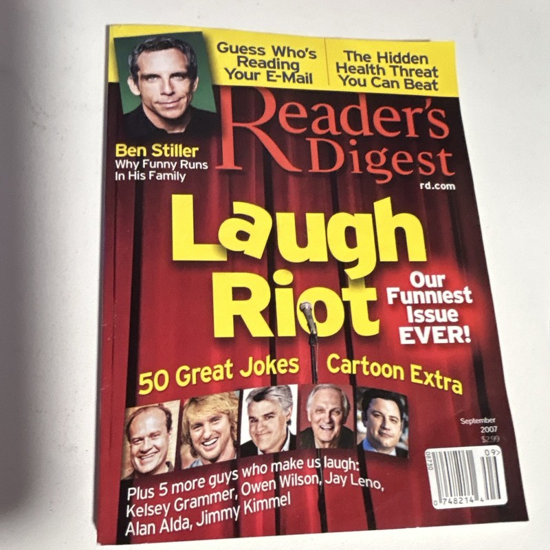 Reader's Digest Sept 2007 "Laugh Riot" Illustrated Ben Stiller