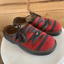 Born Clogs 9 US 40.5 EU Red Southwestern Print Slip-On Aztec Boho Mules Comfort