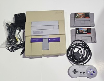 Original Super Nintendo Entertainment System SNES With Donkey Kong Games Bundle
