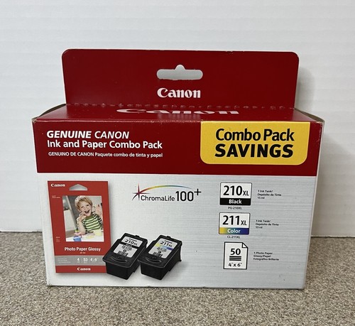 Original Canon PG-210XL Schwarz und CL-211XL Farbe Tinte & Papier Kombipack