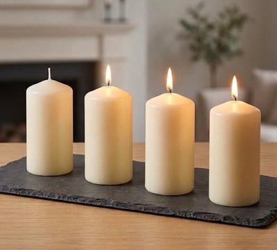 Stumpenkerzen 4 Stück 5x10cm Weiß Adventskerzen Weihnachtskerzen Deko Kerzen Set