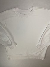 Lululemon Women s Oversized Crewneck Sweatshirt White Logo Pullover Size 10/12