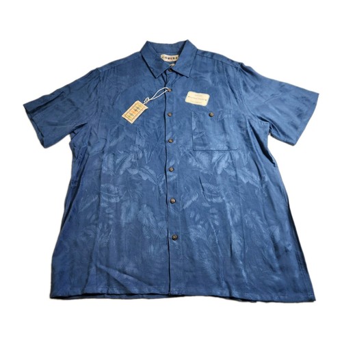 Campia Moda Button Up Shirt Mens Large Blue Short Sleeve Hawaiian Floral New NWT