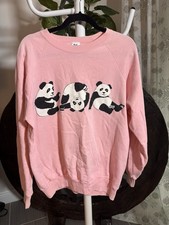 VTG 80s Koala Gear Pink Panda Sweatshirt Large Novelty Crewneck Raglan USA Made