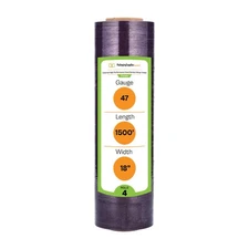 Cast Hand Stretch Wrap 18" x 1500 Ft 4 Rolls Tinted Purple Plastic Shrink Film
