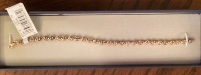 Tennisarmband 10 K Gold 2,0 kt natürlicher champagnerfarbener Diamant 7 Zoll neu mit Etikett in Box