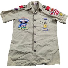 Boy Scouts of America Shirt Mens Small Beige Button Up