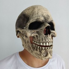Scary Skull Mask Realistic Horror Skeleton Helmet Latex Hood Adult Halloween
