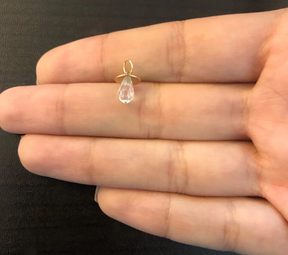 Подвеска в виде детской соски из чистого желтого золота 14 карат с фианитами — ожерелье подарок для женщин - Изображение 4 из 4