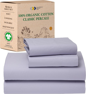 Organic Cotton California King Sheet Set - Soft & Cooling Lavender Mist