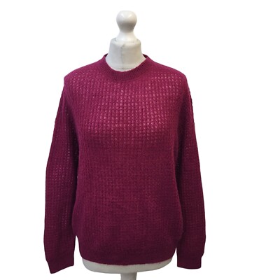Strickpullover Mango dunkelrosa Rundhals Damen UK Größe L DD709