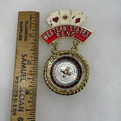 Vintage Lions Club Western States Reno Nevada Roulette Wheel Spins Red Pin